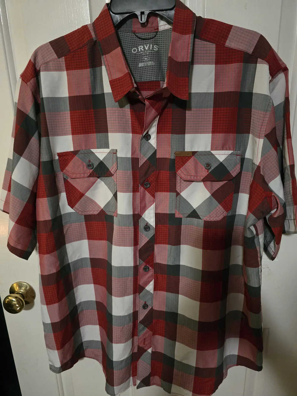 Orvis Red and Gray Plaid Button-Down Shirt - Picture 2 of 2
